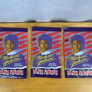 1984 Topps Michael Jackson Super Sticker Card THREE Unopened Packs